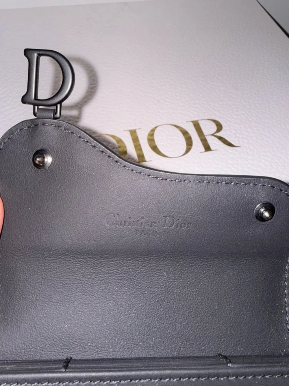 Christian Dior Black Saddle Card Holder Wallet Oblique Canvas Leather New Rare